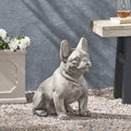 French Bulldog Dog Garden Sculpture Outdoor Garden Statue Gray Finish No Assembly Required 16