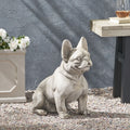 French Bulldog Dog Garden Sculpture Outdoor Garden Statue Rustic White Finish No Assembly Required 16
