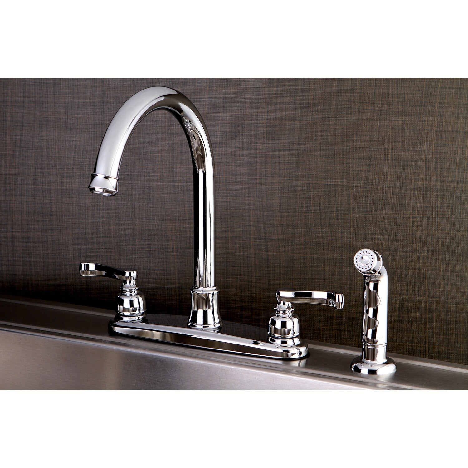 French Chrome Kitchen Faucet With Side Sprayer