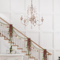 French Country Chic White Chandelier Empire Wood Ceiling Lighting D 21.6 X H 30.3