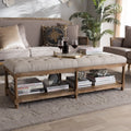 French Country Beige Cotton Linen Bench By Baxton Studio