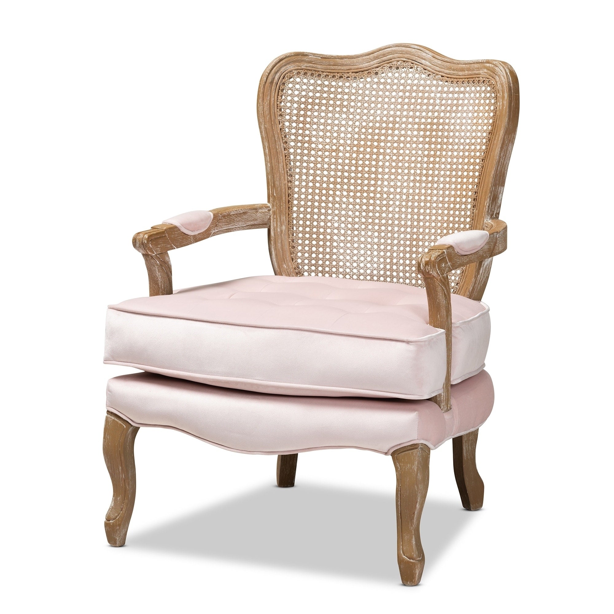 Copper Grove Znamianka Velvet Chair With Geometric Cut Out Wicker Back And Padded Armrests