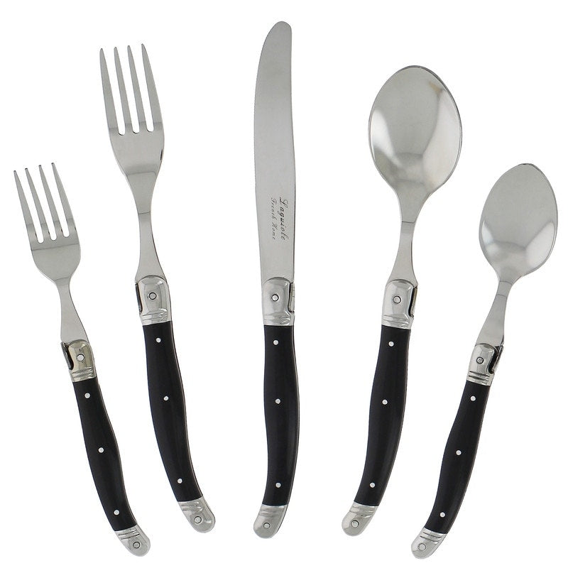 French Home 20 Piece Laguiole Black Flatware Set