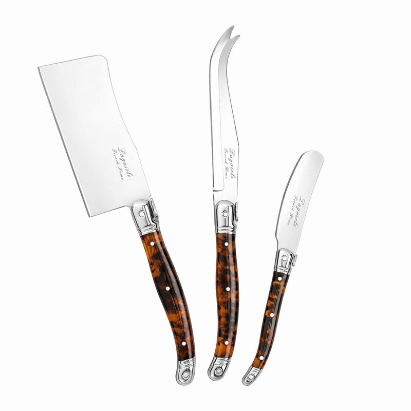 French Home 3 Piece Laguiole Tortoise Shell Cheese Knife Set
