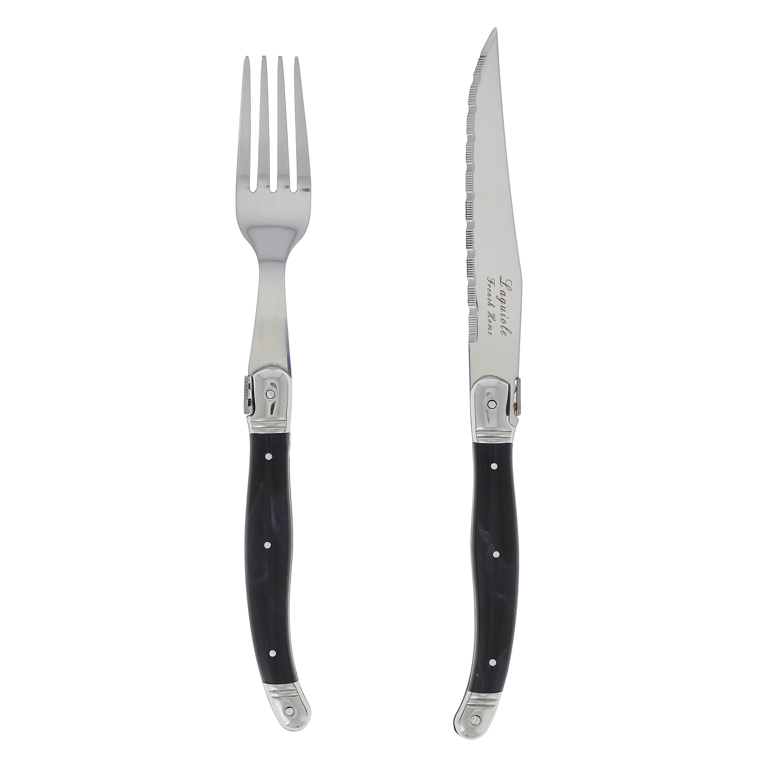 French Home 8 Piece Laguiole Faux Onyx Steak Knife And Fork Set