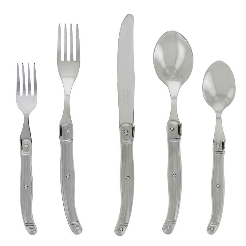 French Home Laguiole 20 Piece Stainless Steel Flatware Set Service For 4 Stainless Steel Handles.