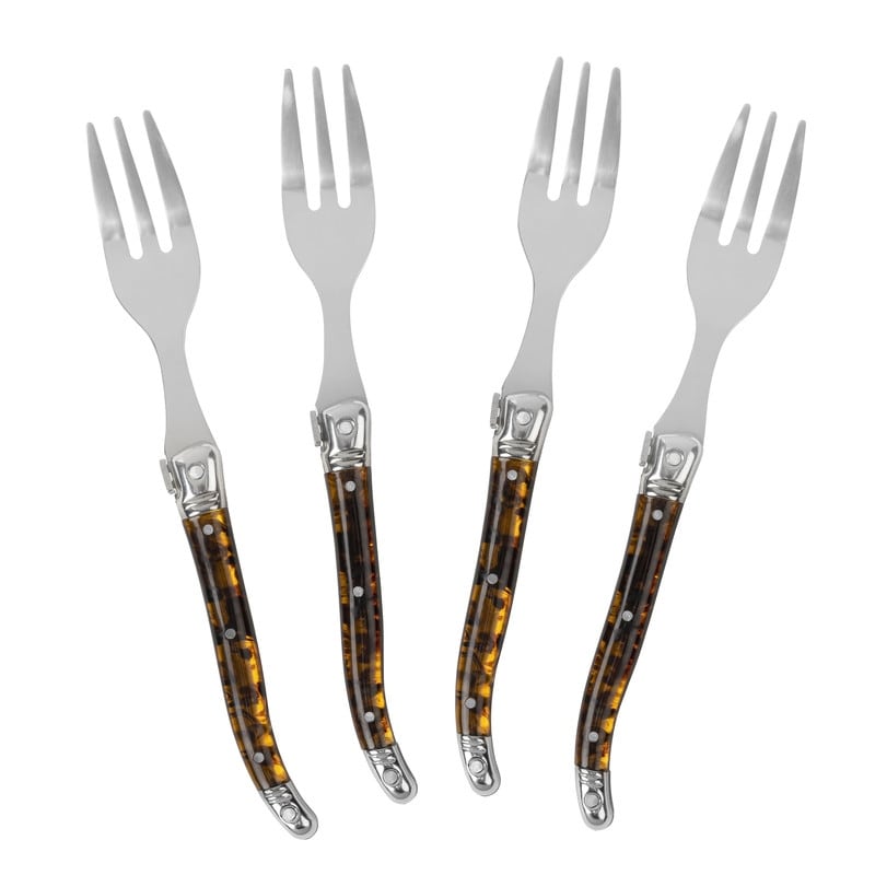 French Home Laguiole Cake Forks Set Of 4 Tortoise Shell 4 Piece Set