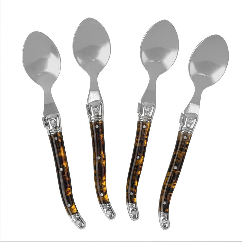 French Home Laguiole Coffee Spoons Set Of 4 Tortoise Shell 4 Piece Set