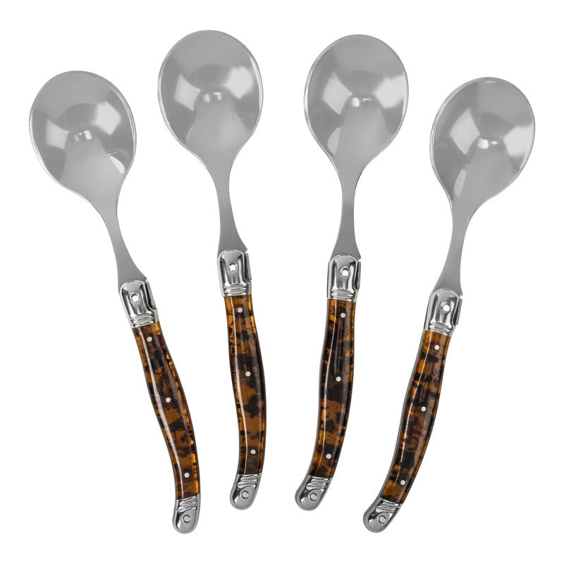French Home Laguiole Set Of 4 Tortoise Shell Soup Spoons 4 Piece Set