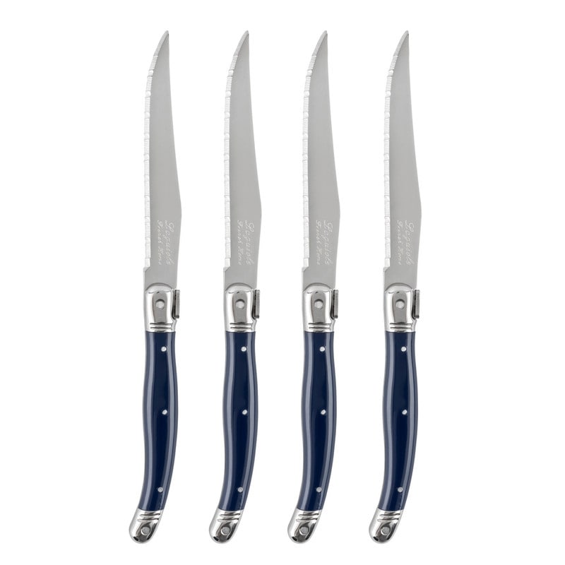 French Home Laguiole Steak Knives Set Of 4 Navy Blue