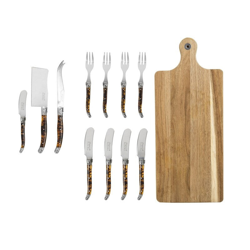 French Home Laguiole Tortoise Shell Charcuterie And Board Set
