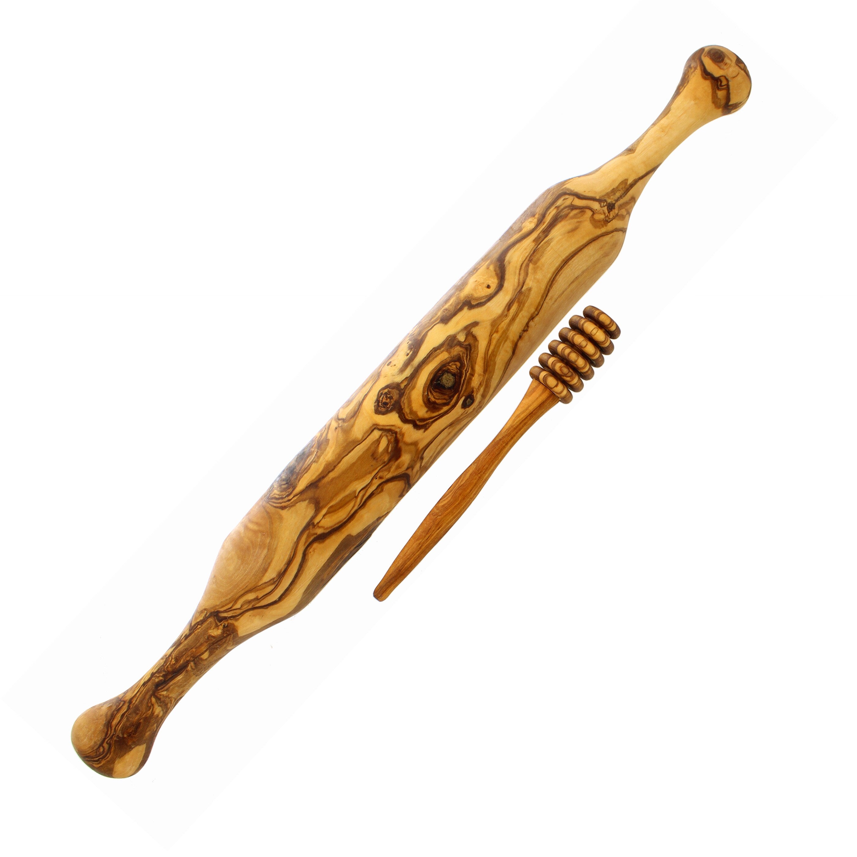 French Home Olive Wood Rolling Pin And Honey Dripper