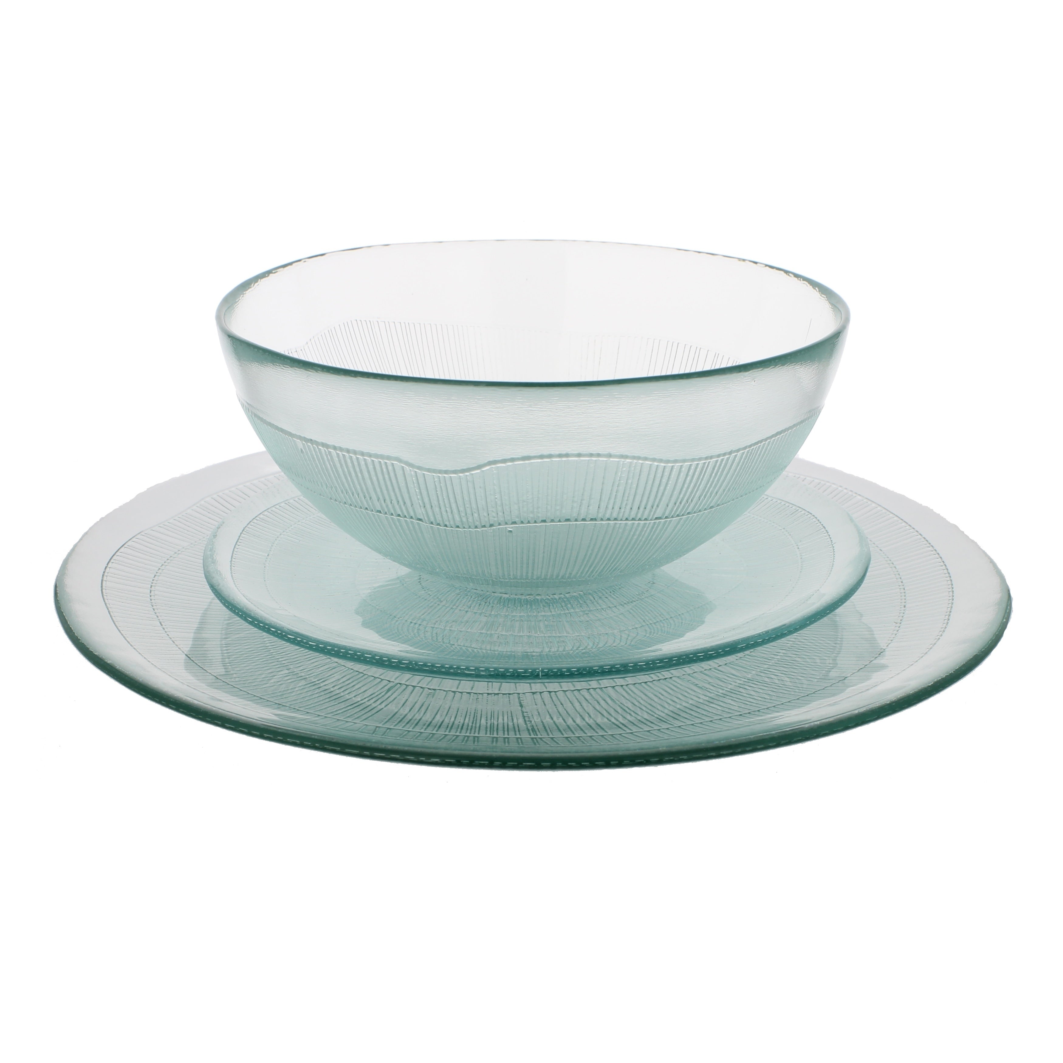 French Home Recycled Glass Ice Clear Dinner Set
