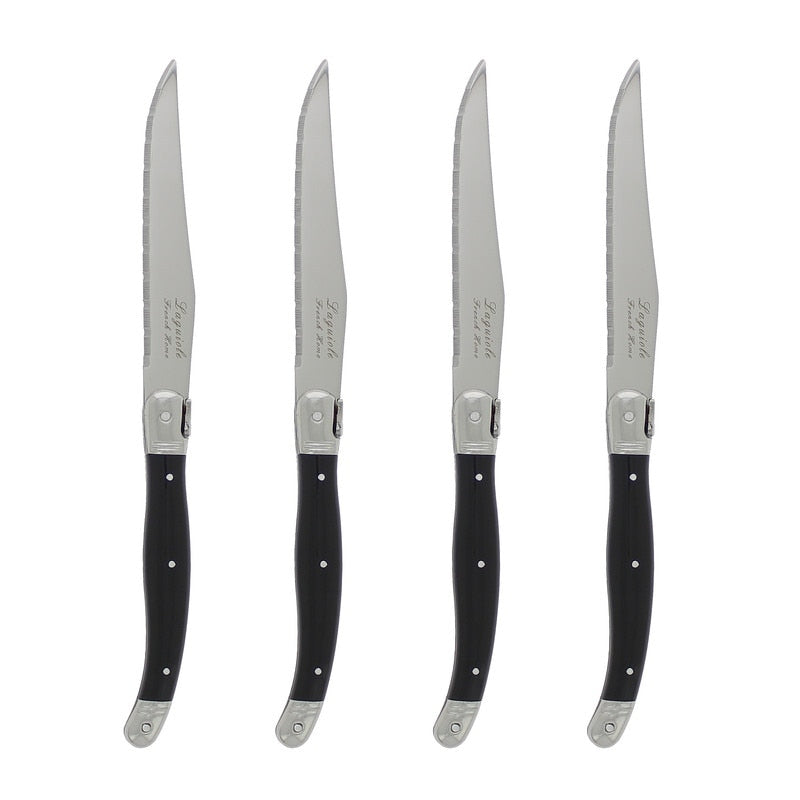 French Home Set Of 4 Laguiole Black Steak Knives