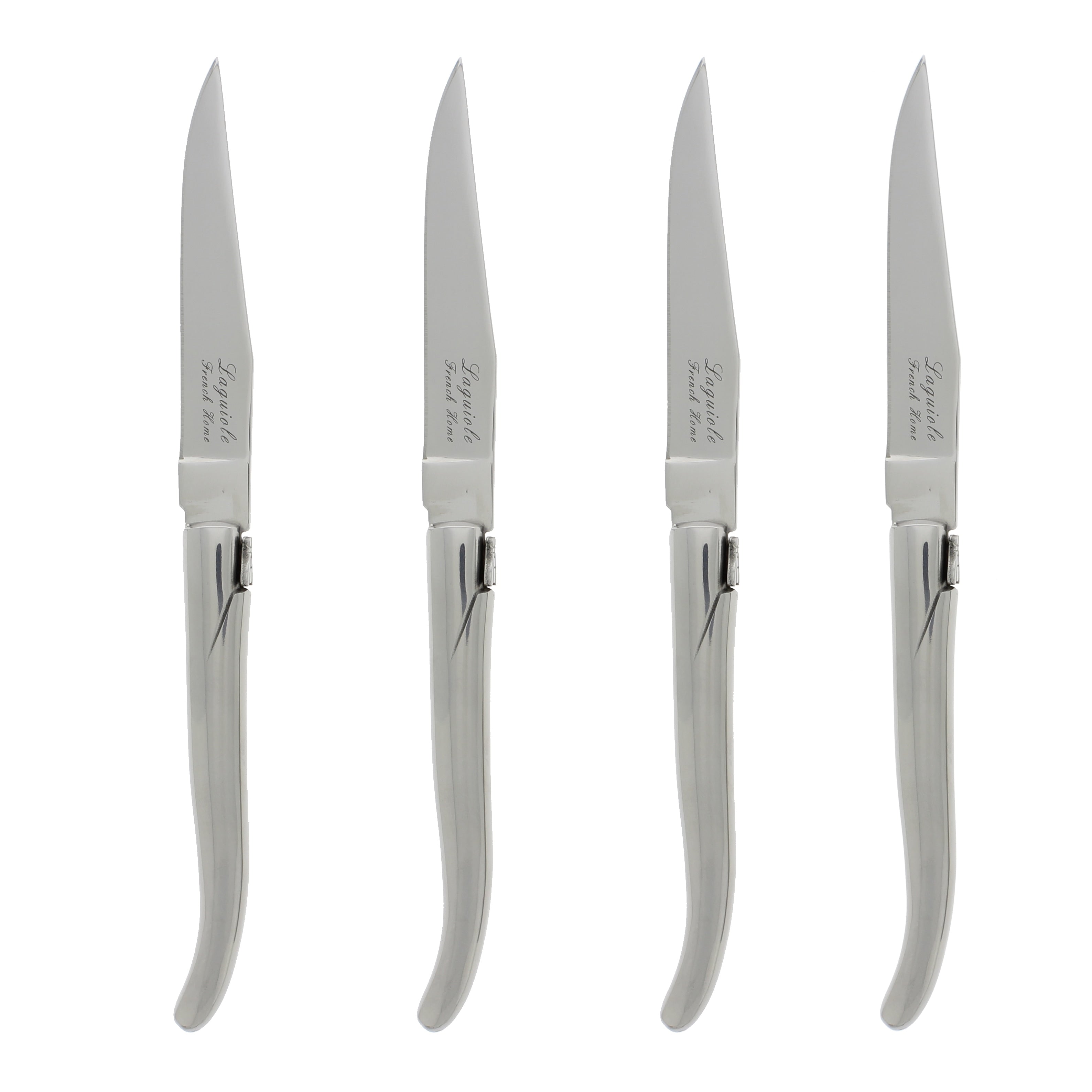 French Home Set Of 4 Laguiole Connoisseur Stainless Steel Steak Knives Silver