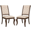 French Neoclassic 18Th Century Antique Design Button Tufted Dining Chairs Set Of 2
