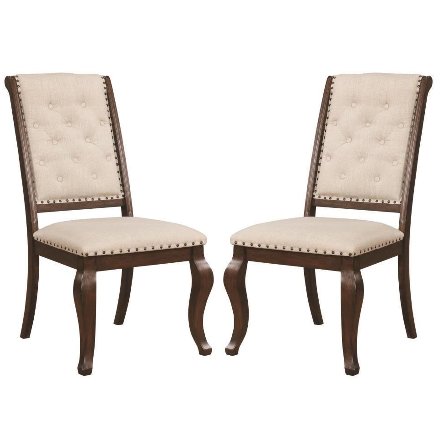 French Neoclassic 18Th Century Antique Design Button Tufted Dining Chairs Set Of 2
