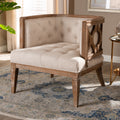 Baxton Studio French Provincial Beige Linen Fabric Upholstered Accent Barrel Chair