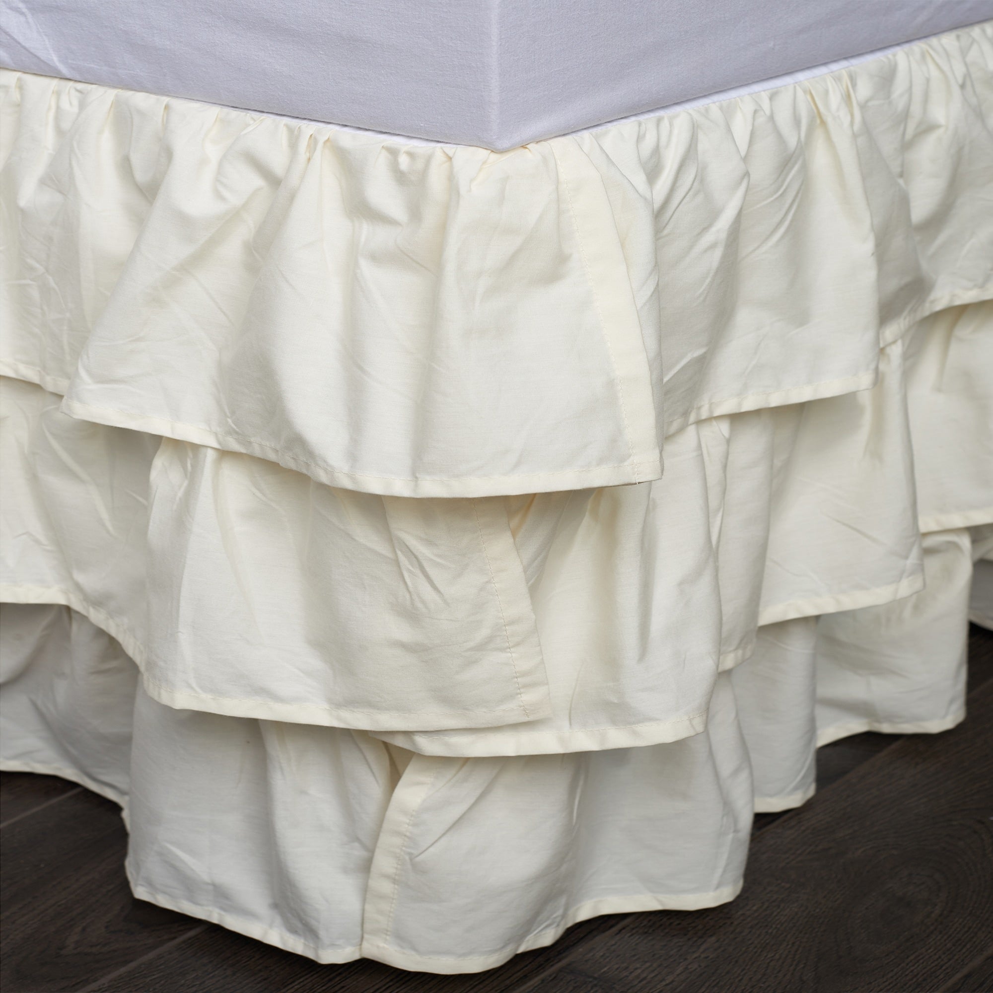 French Ruffle Ivory Cotton 18 Inch Drop Bed Skirt