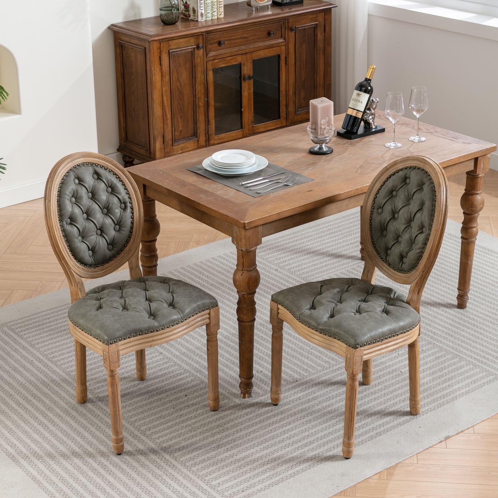 French Style Antique Painting Dining Chair Set Of 2