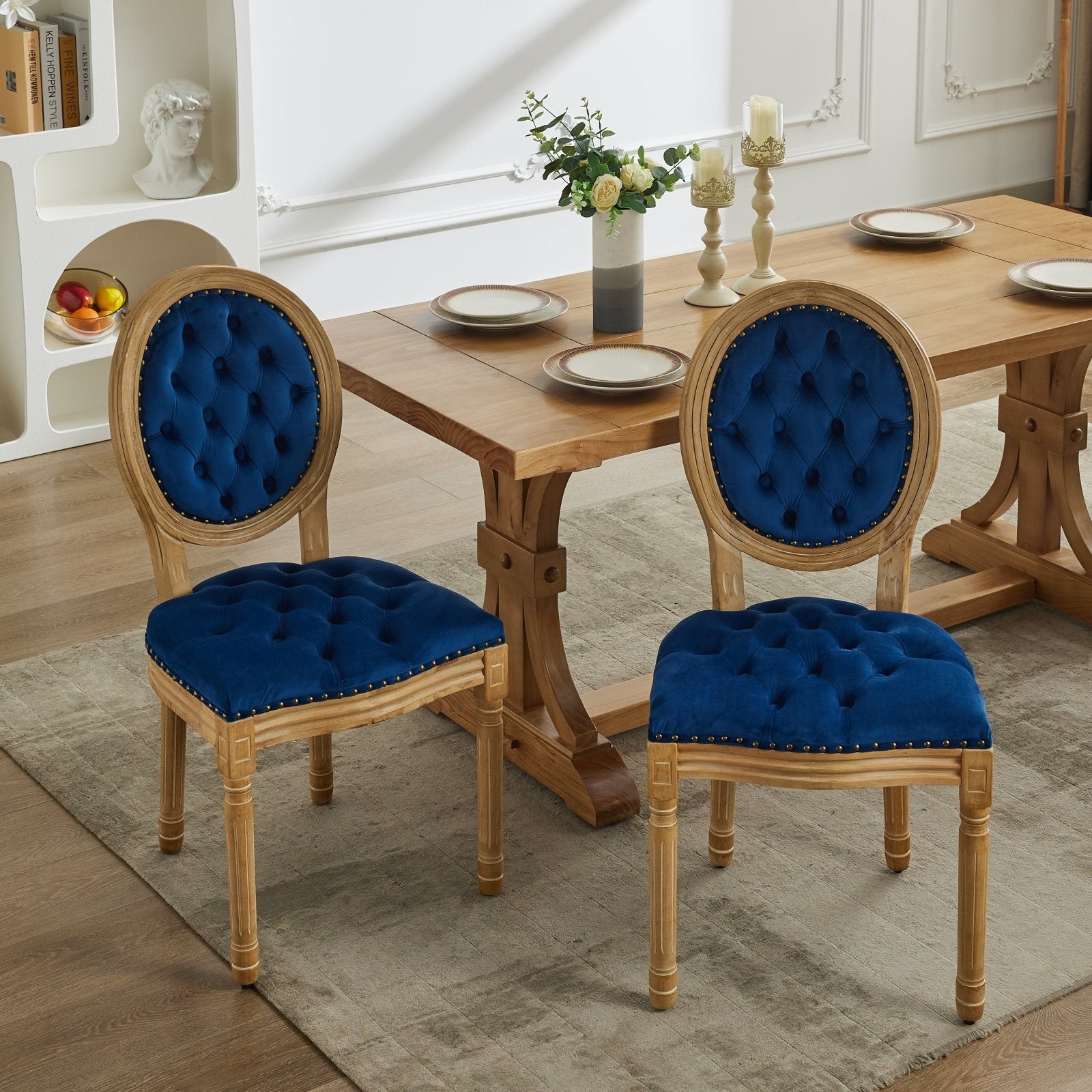 French Style Antique Painting Dining Chair Set Of 2