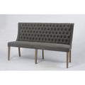 French Tufted Upholstered Dining Bench Banquette Light Sand Fabric