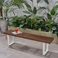 Fresno Outdoor Acacia Wood Dining Bench With Iron Legs By Christopher Knight Home