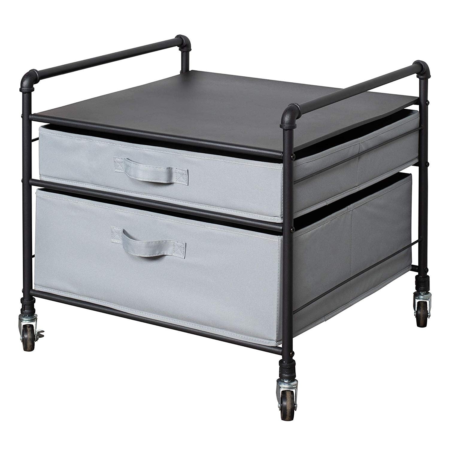 Fridge Stand Supreme Black Pipe Frame With Light Gray Drawers