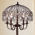 Fridumar Antique Bronze 5 Light Floor Lamp With Crystal Shade