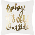 Frigus Cold Outside Holiday Gold Feather Down Or Poly Filled Throw Pillow 18 Inch