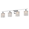 Warehouse Of Tiffany Frindin Chrome 4 Light Wall Sconce Vanity Lighting With Crystal Shades