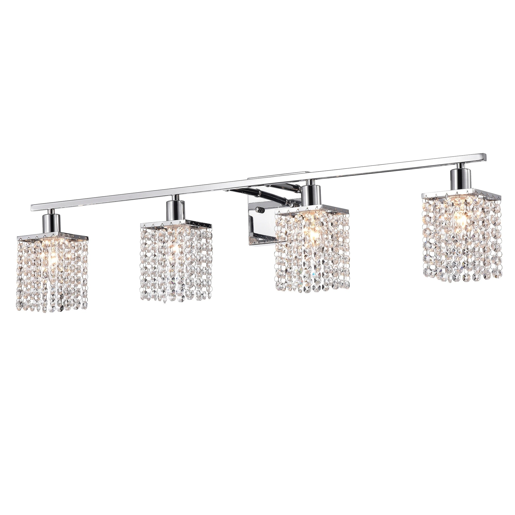 Warehouse Of Tiffany Frindin Chrome 4 Light Wall Sconce Vanity Lighting With Crystal Shades