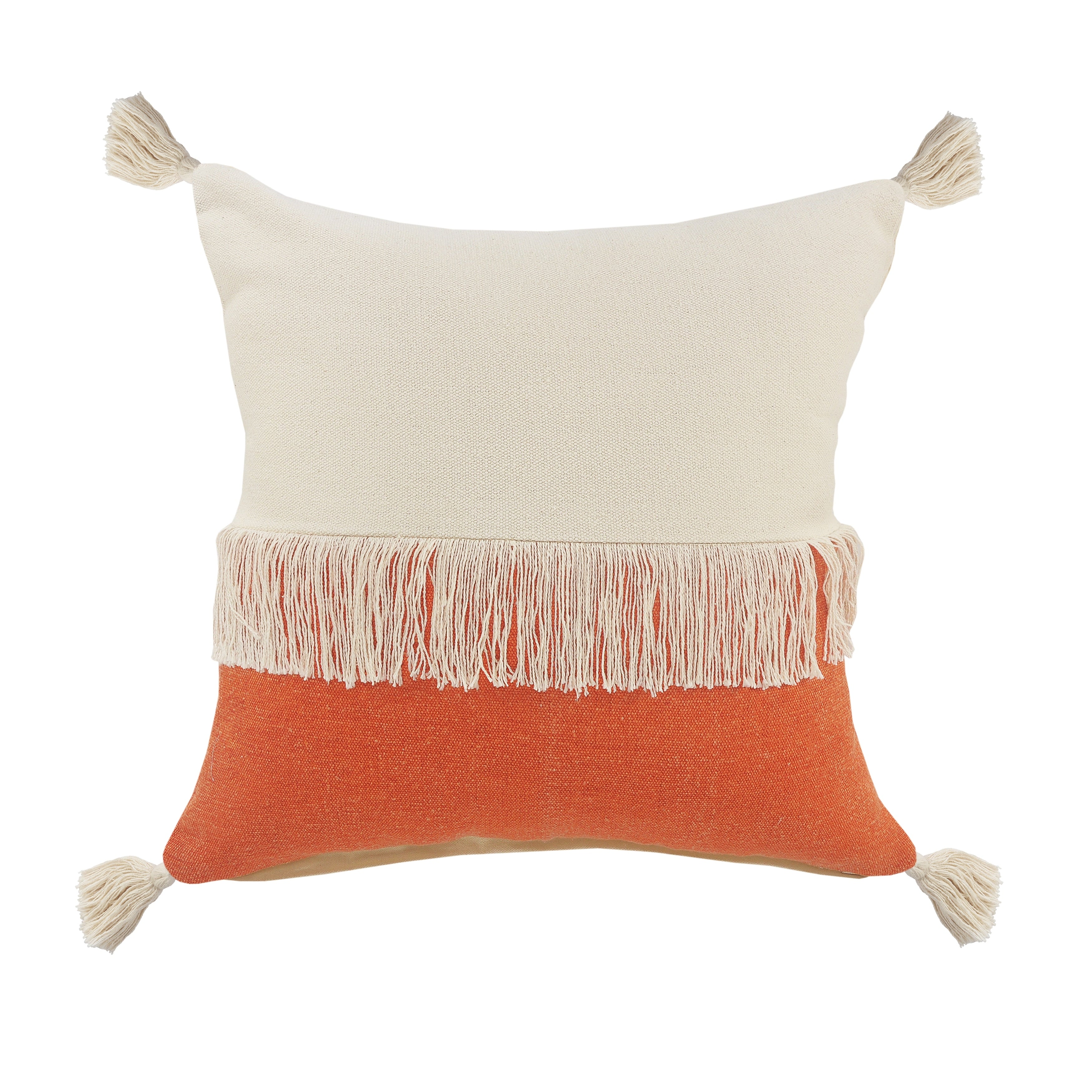 Fringe Festival Orange Color Block Throw Pillow