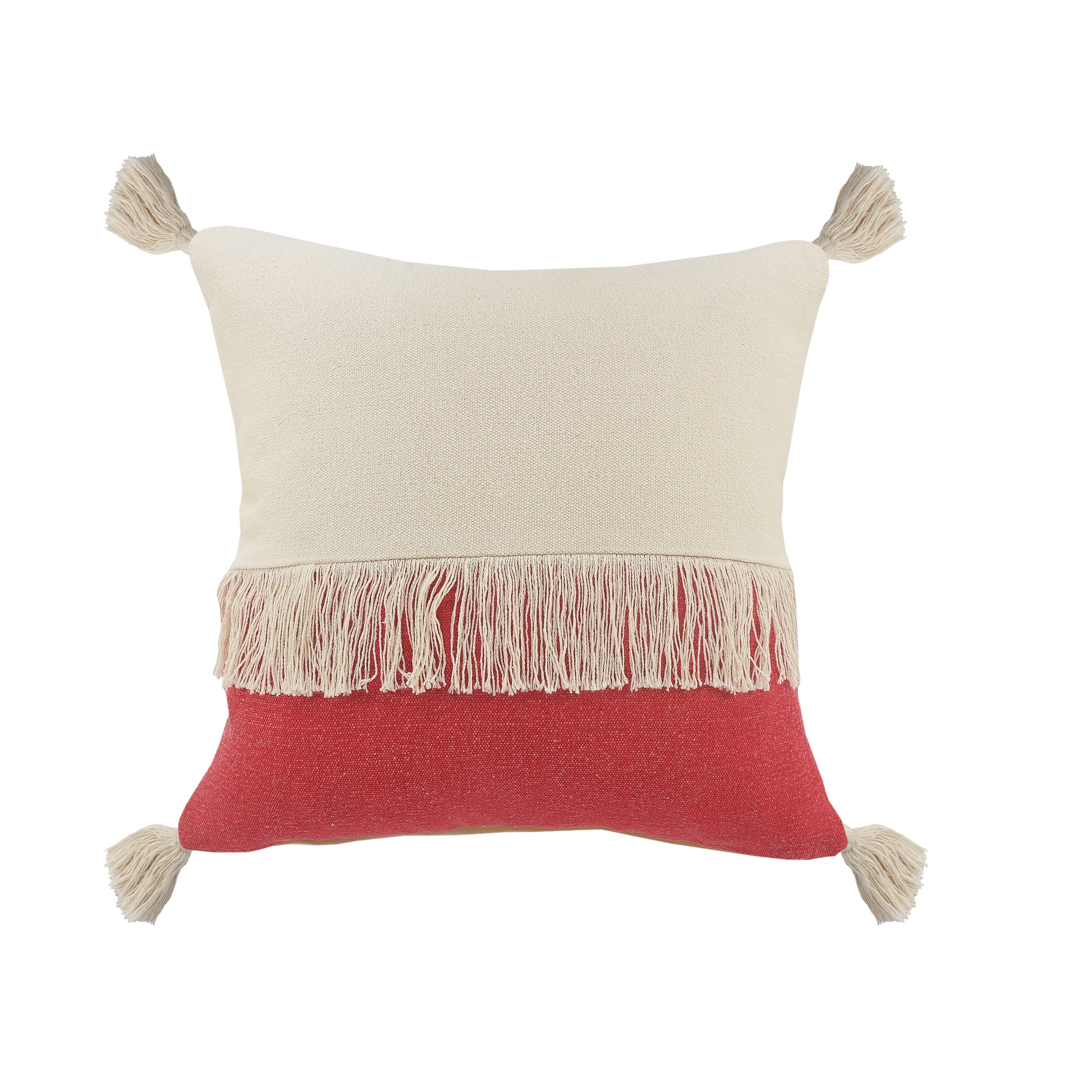 Fringe Festival Raspberry Color Block Throw Pillow