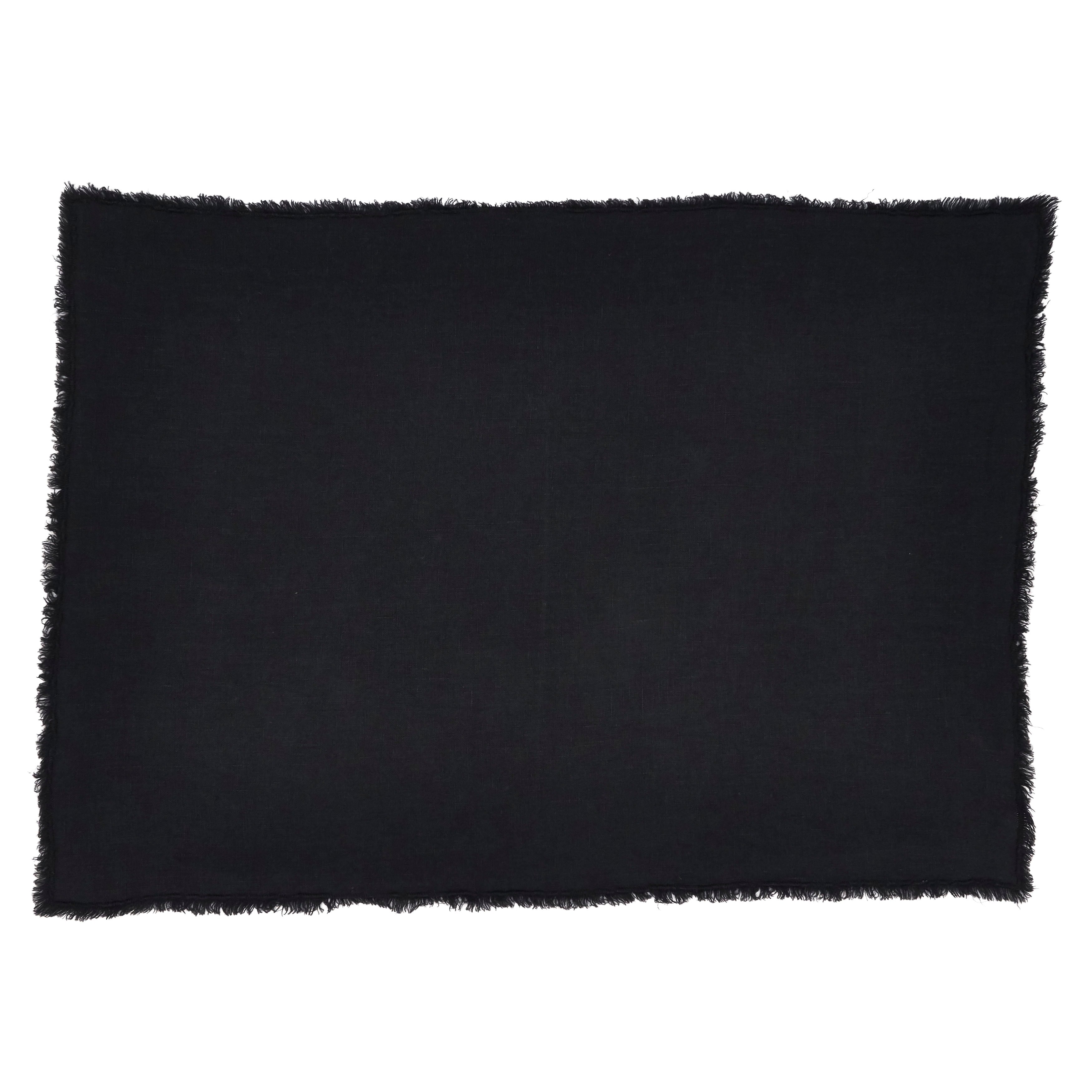 Fringed Design Stone Washed Linen Napkins Or Placements Set Of 4