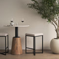 Frodo 26.5 Seat Height White Fabric Seat Black Metal Base Stool 16.5L X 16.5W X 26.5H