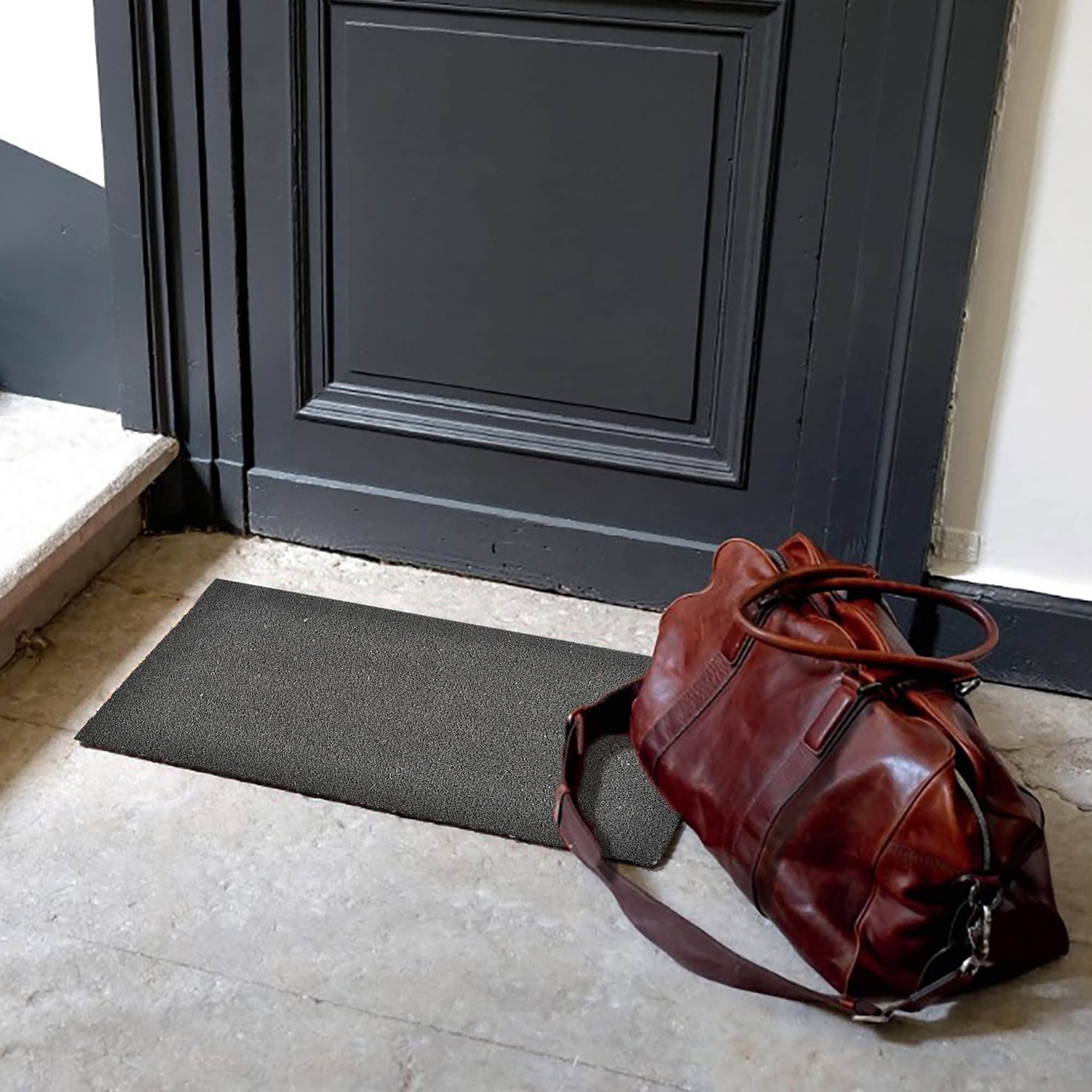 Evideco Sheltered Front Door Mat Coir Coco Fibers Rug 24X13 Inch Grey