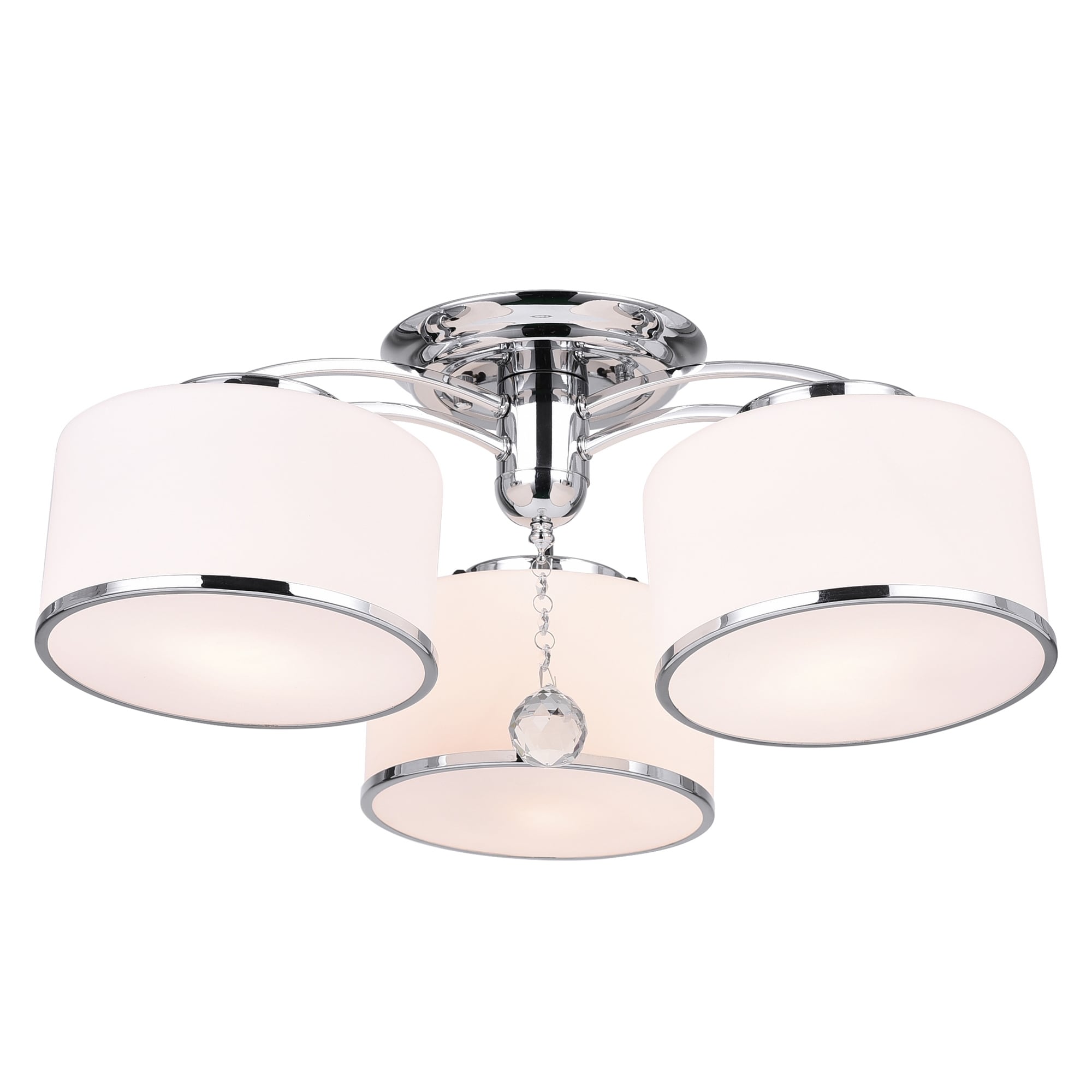 Chrome Finish 3 Light Flush Mount Lighting