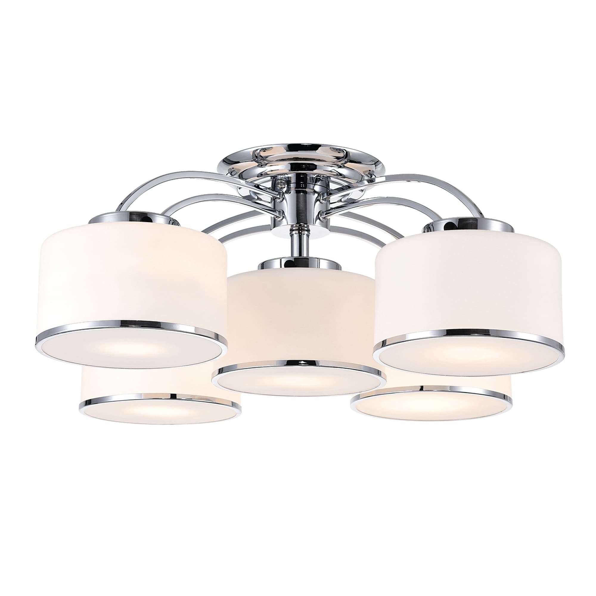 5 Light Flush Mount With Chrome Finish