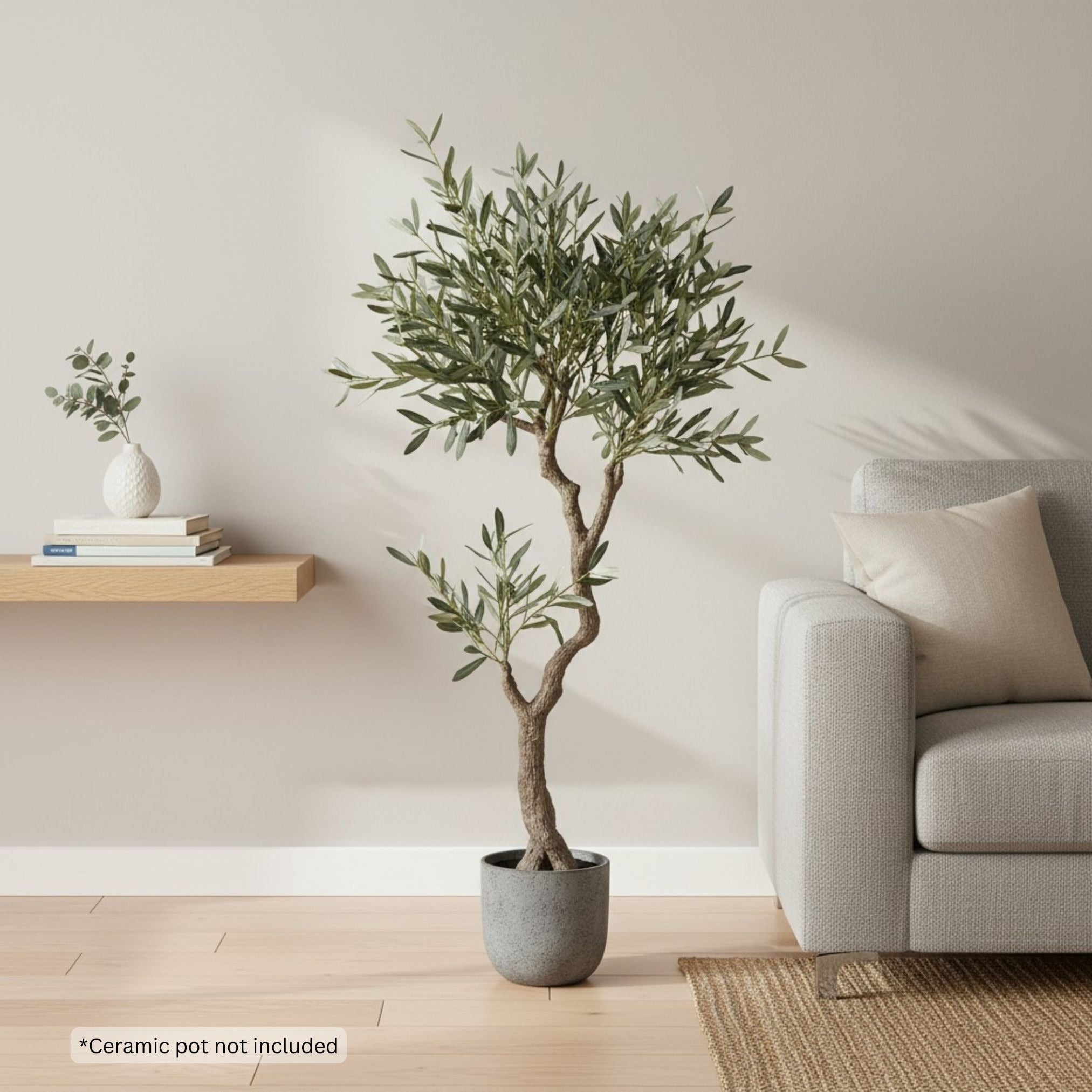 Frosted 5 Ft. Faux Olive Tree In Nursery Pot For Home Office D Cor