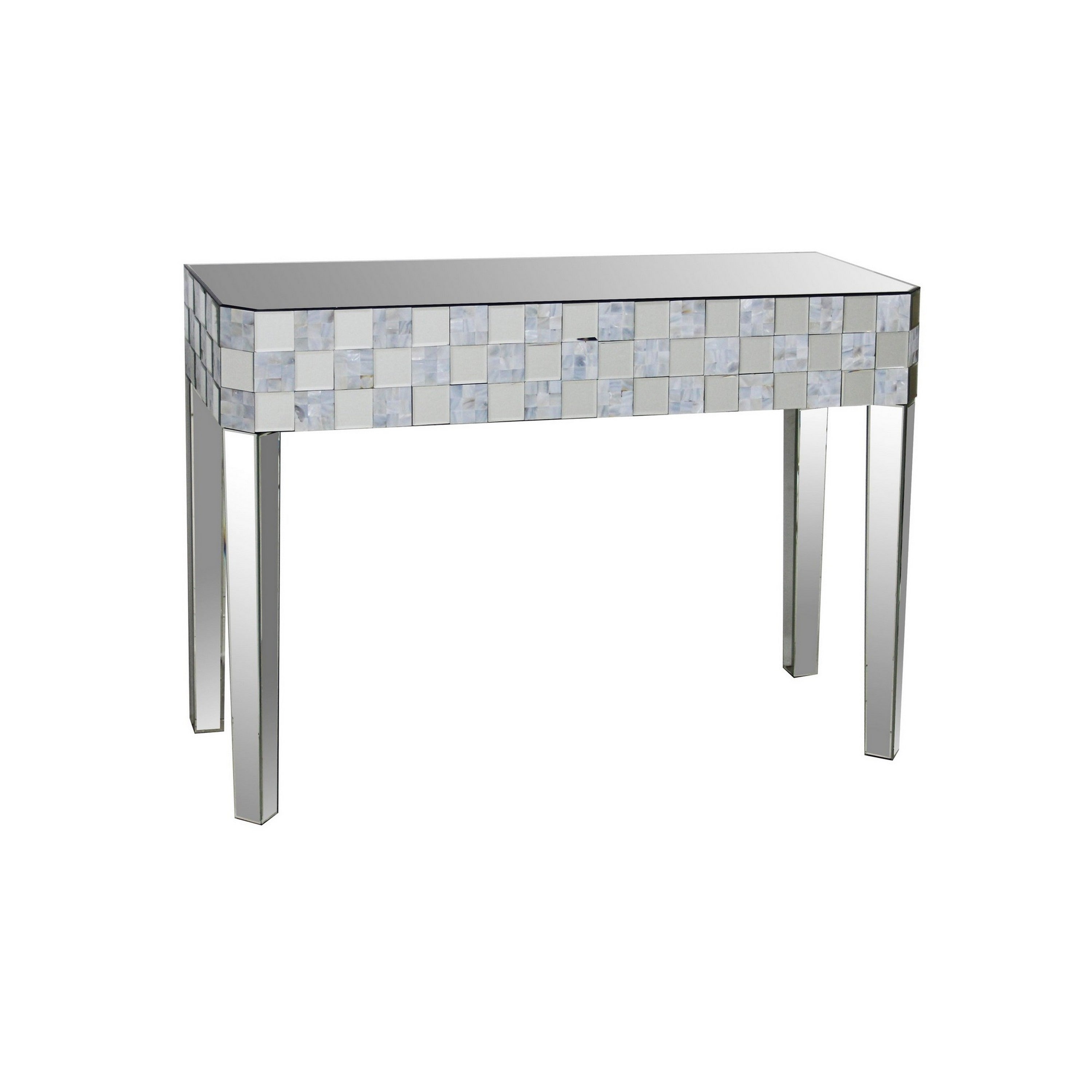 Frosted Chequered Pattern Console Table In Rectangular Shape Clear