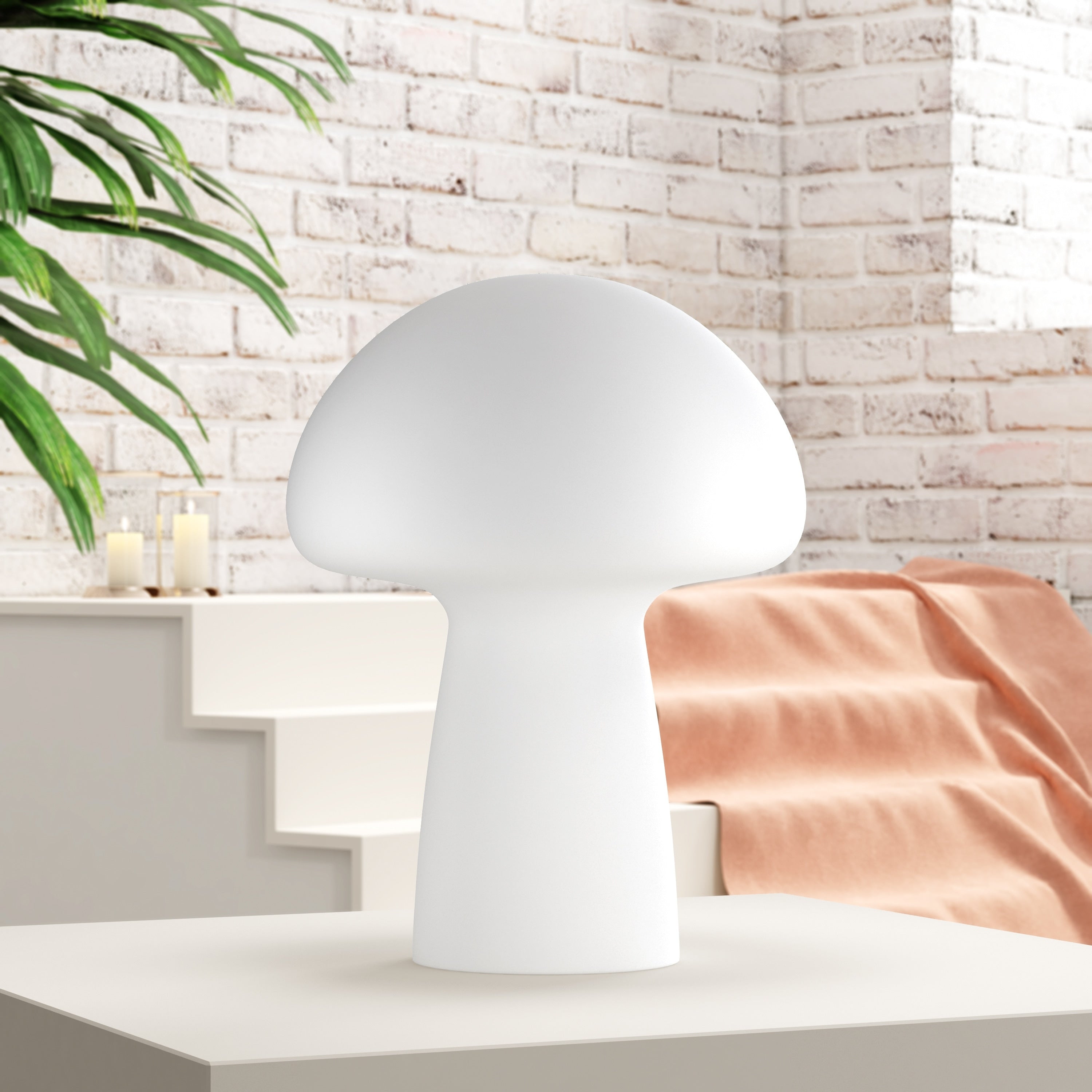 Frosted Glass Mushroom Table Lamp Bedside Night Light