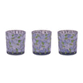 Frosted Hydrangea Print Votive Holder Set Of 3