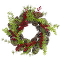 Frosted Pine Cones And Berries Artificial Christmas Wreath 18 Inch Unlit