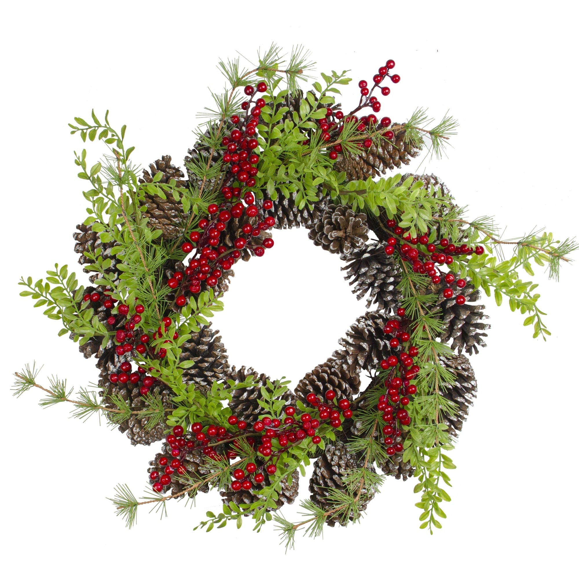 Frosted Pine Cones And Berries Artificial Christmas Wreath 18 Inch Unlit