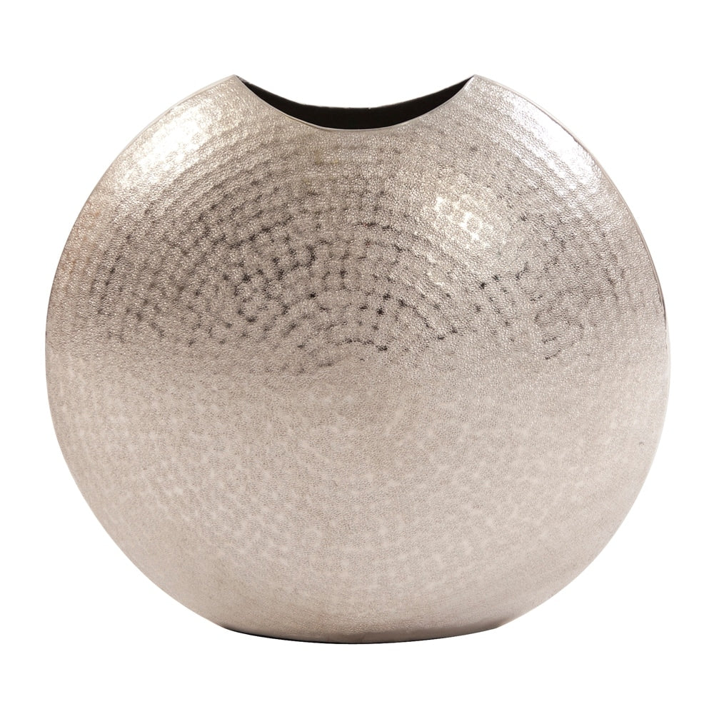 Frosted Silver Metal Vase Large