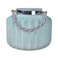 Fsy Decorative Vase Silver Handle Light Blue Frosted Glass 10 Inch