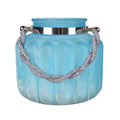 Fsy Decorative Vase Silver Handle Light Blue Frosted Glass 8 Inch