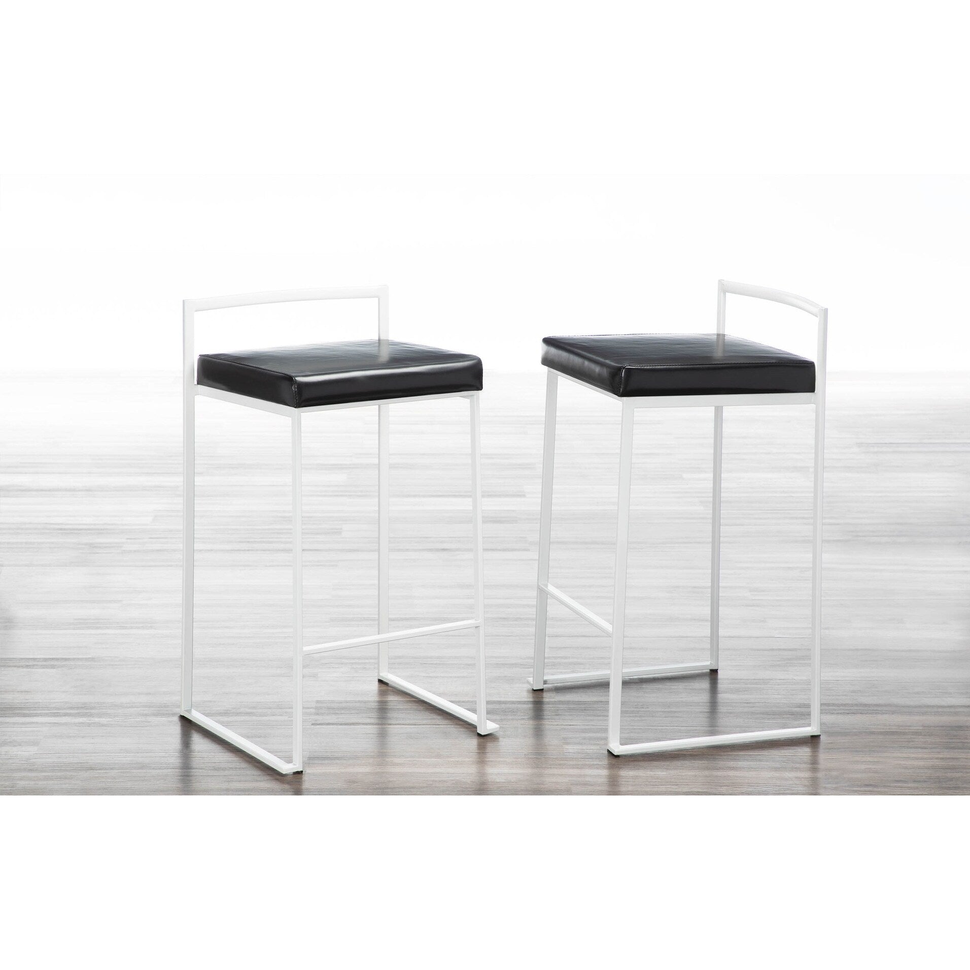 Fuji Contemporary White Stackable Counter Stool Set Of 2