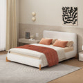 Full Queen King Elegant Boucle Upholstered Bed With Sturdy Wooden Legs And Luxurious Comfort